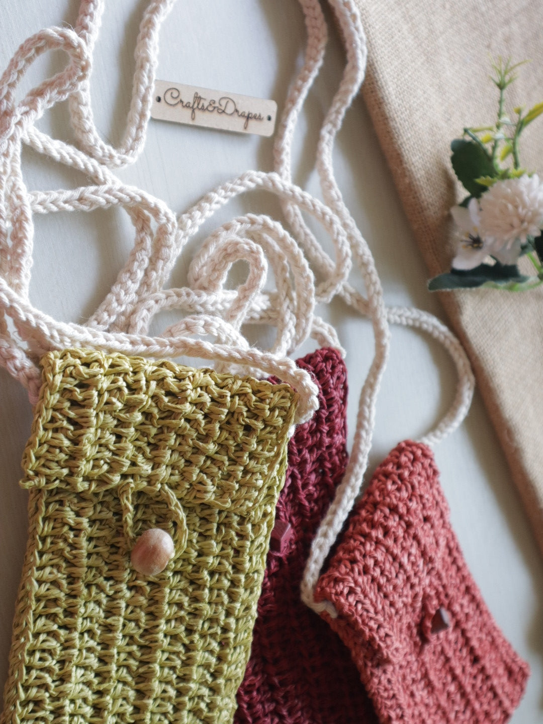 Raffia Crochet Mobile Sling Bag