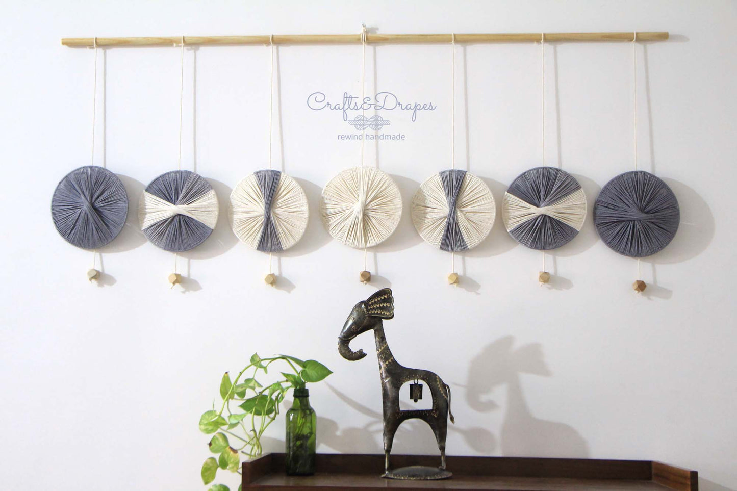 Moon Phases Wall Hanging | Boho Yarn Wall Decor