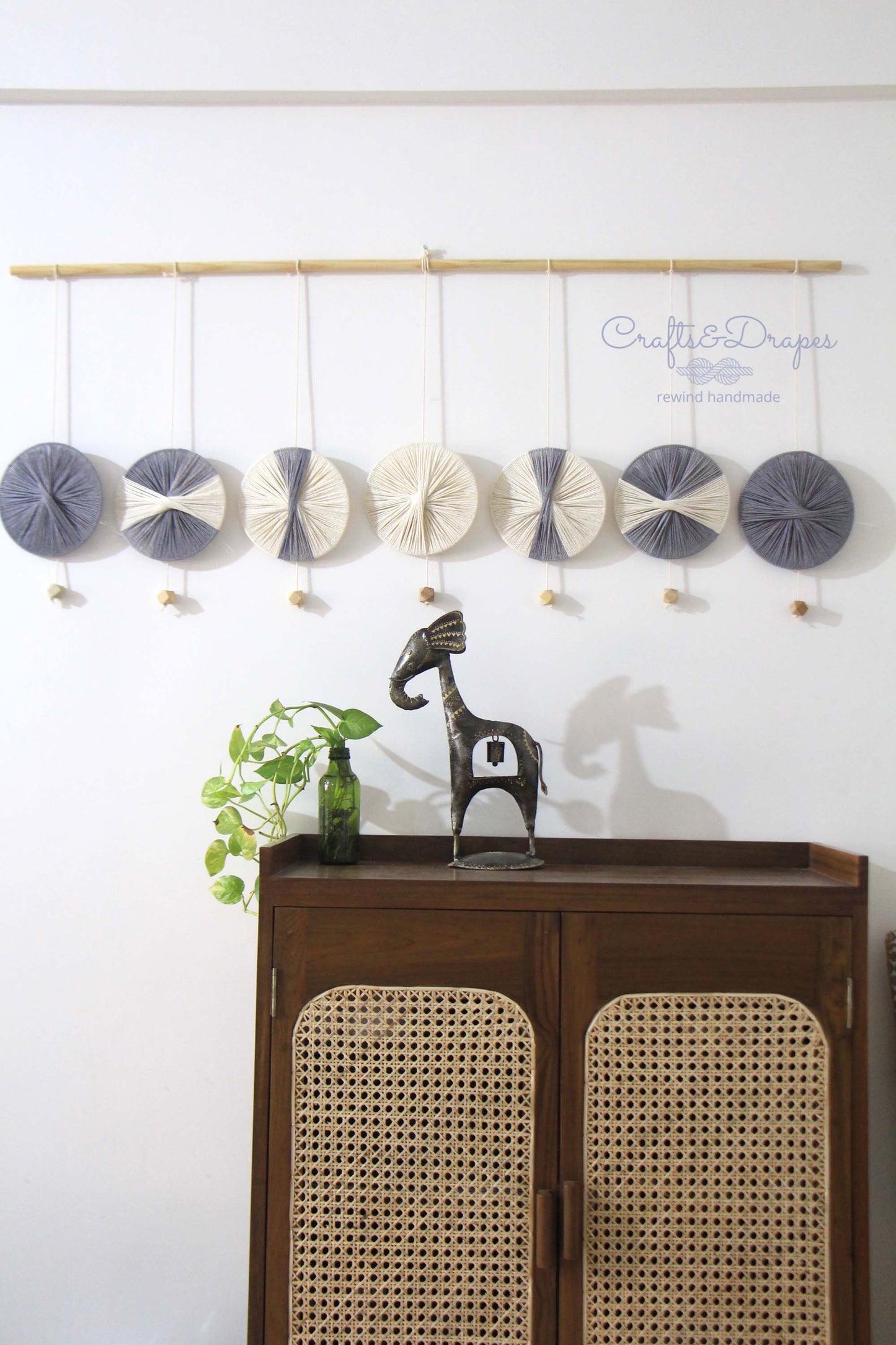 Moon Phases Wall Hanging | Boho Yarn Wall Decor