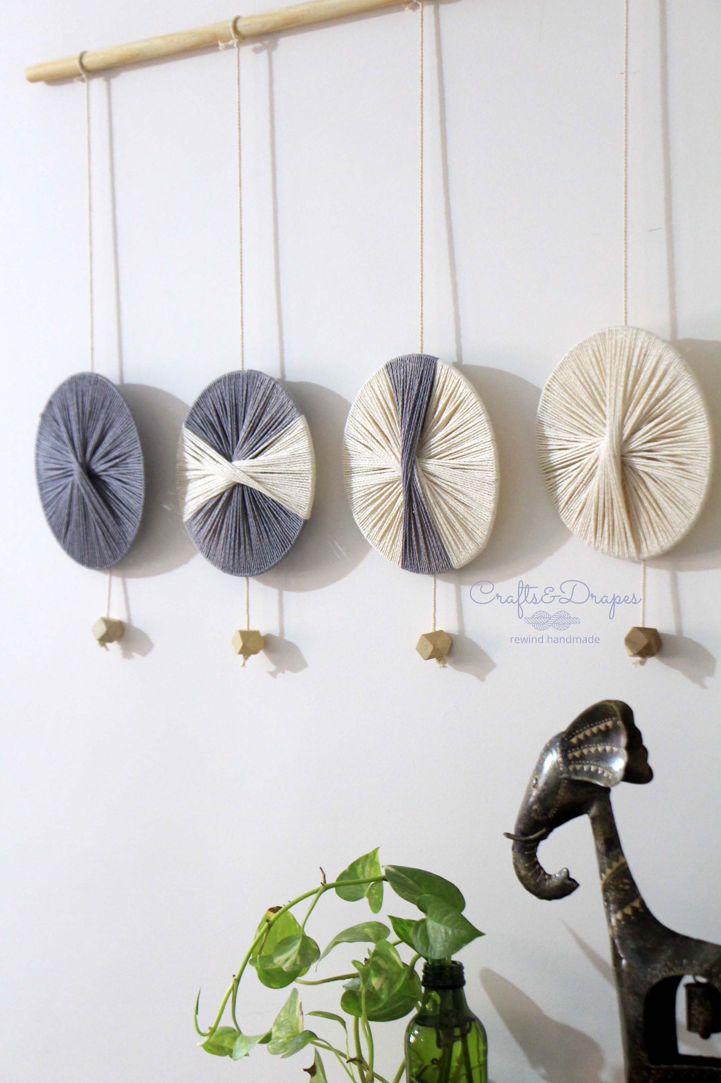 Moon Phases Wall Hanging | Boho Yarn Wall Decor