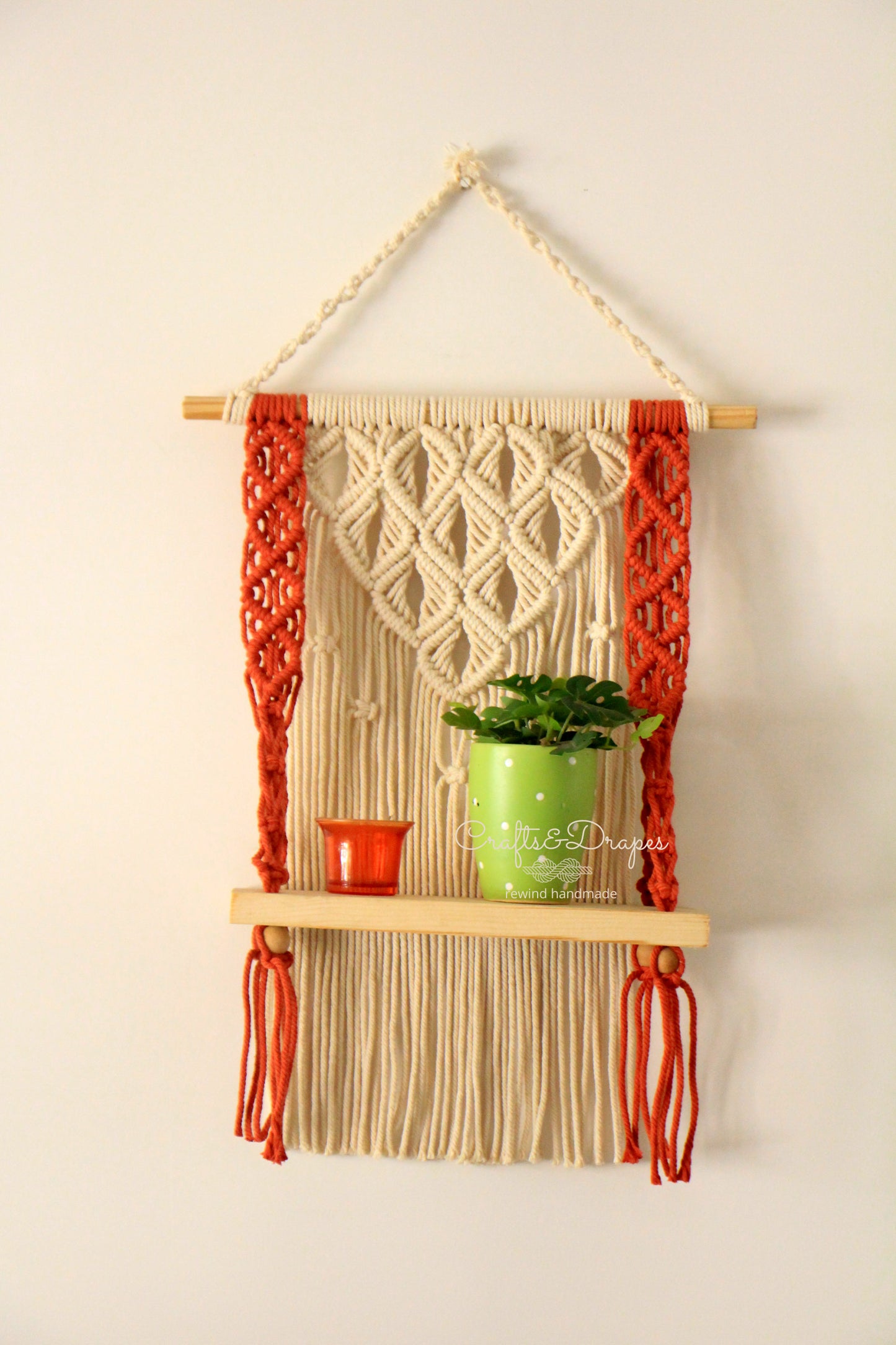 Boho Macrame Hanging Wall Shelf