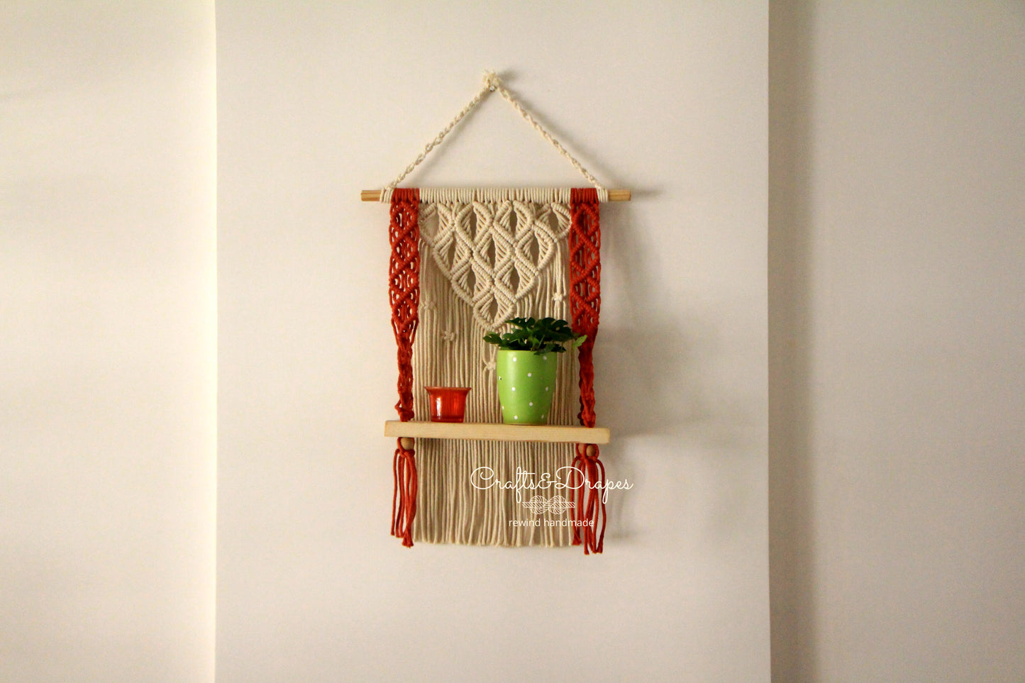 Boho Macrame Hanging Wall Shelf