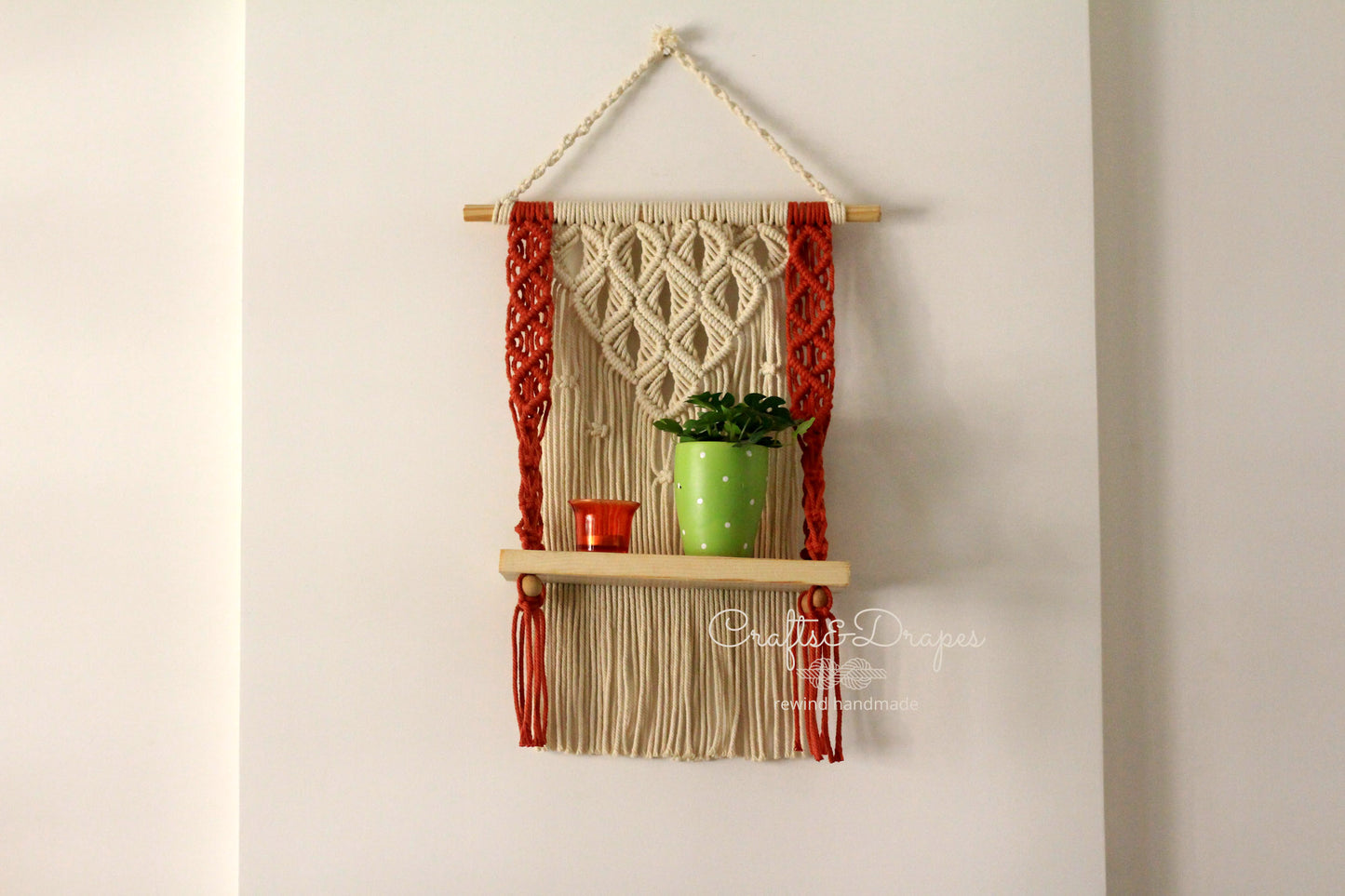 Boho Macrame Hanging Wall Shelf