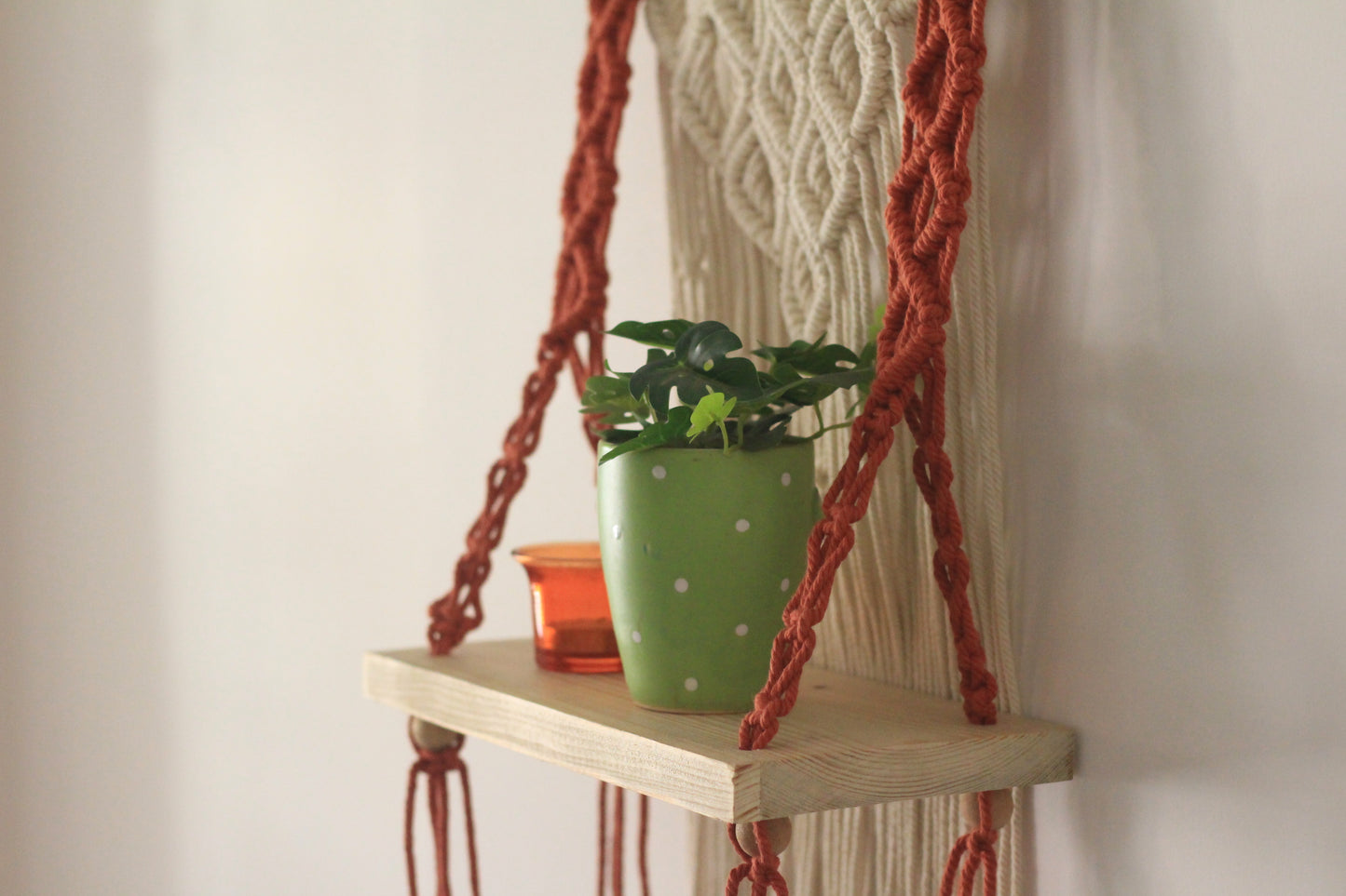 Boho Macrame Hanging Wall Shelf