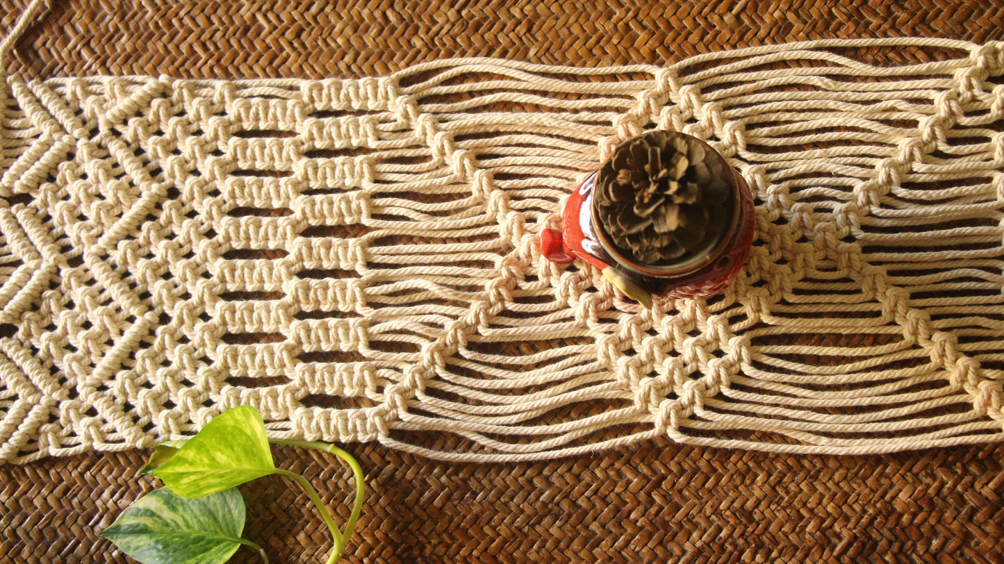 Boho Macrame Table Runner | 4ft