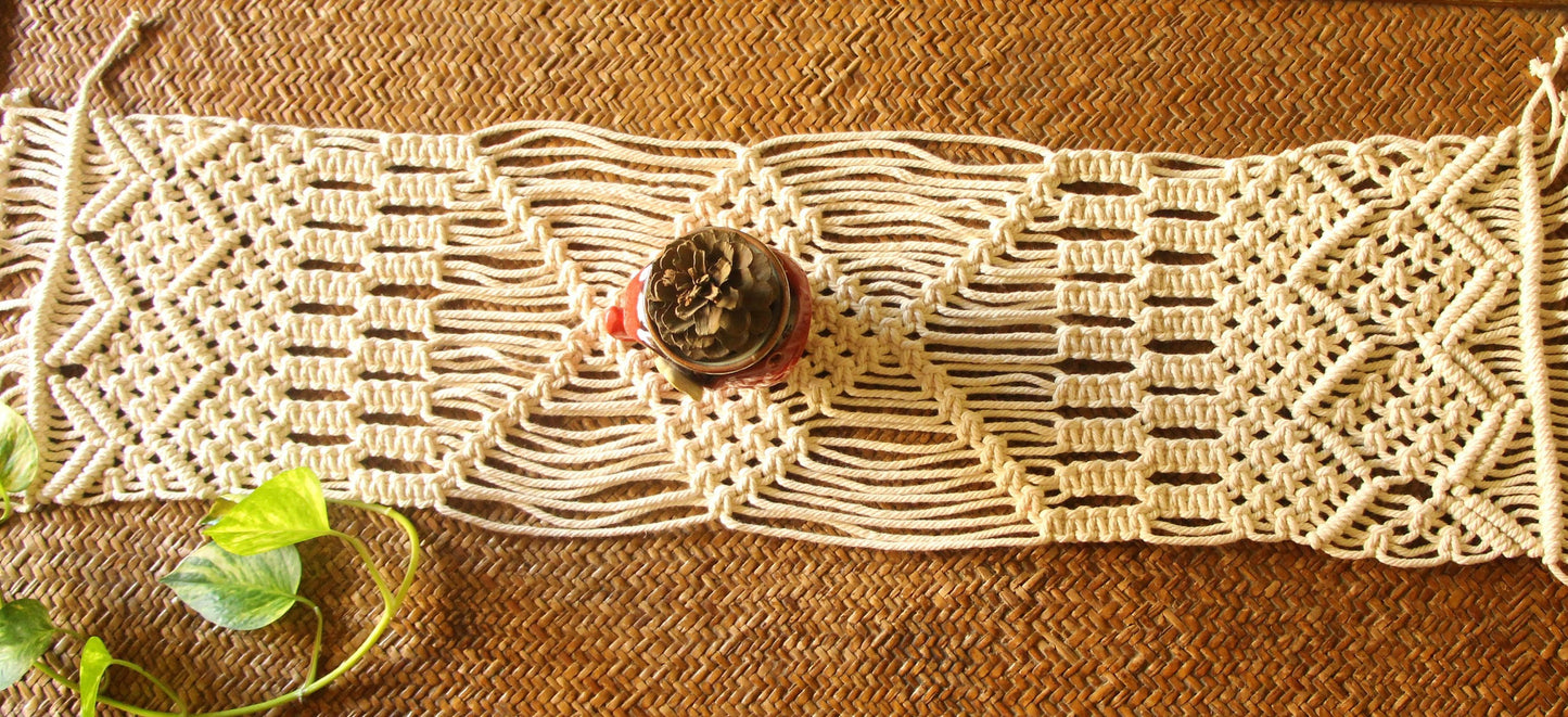 Boho Macrame Table Runner | 4ft