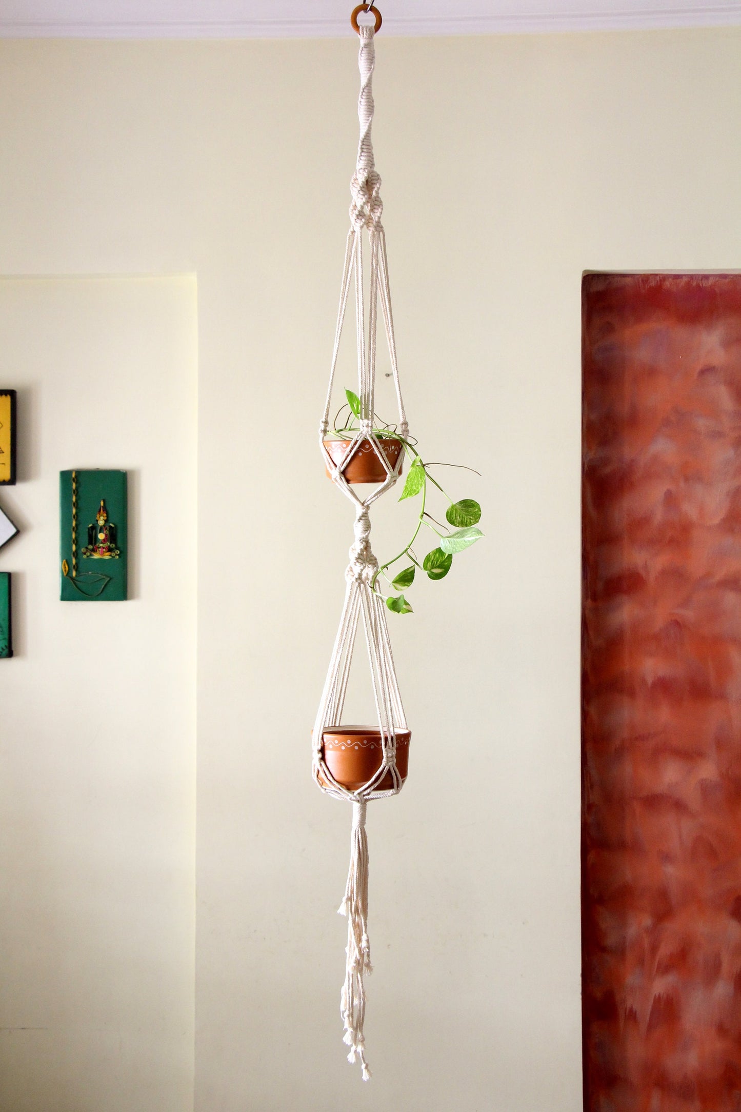 Boho Macrame Plant Hanger | Double Planter