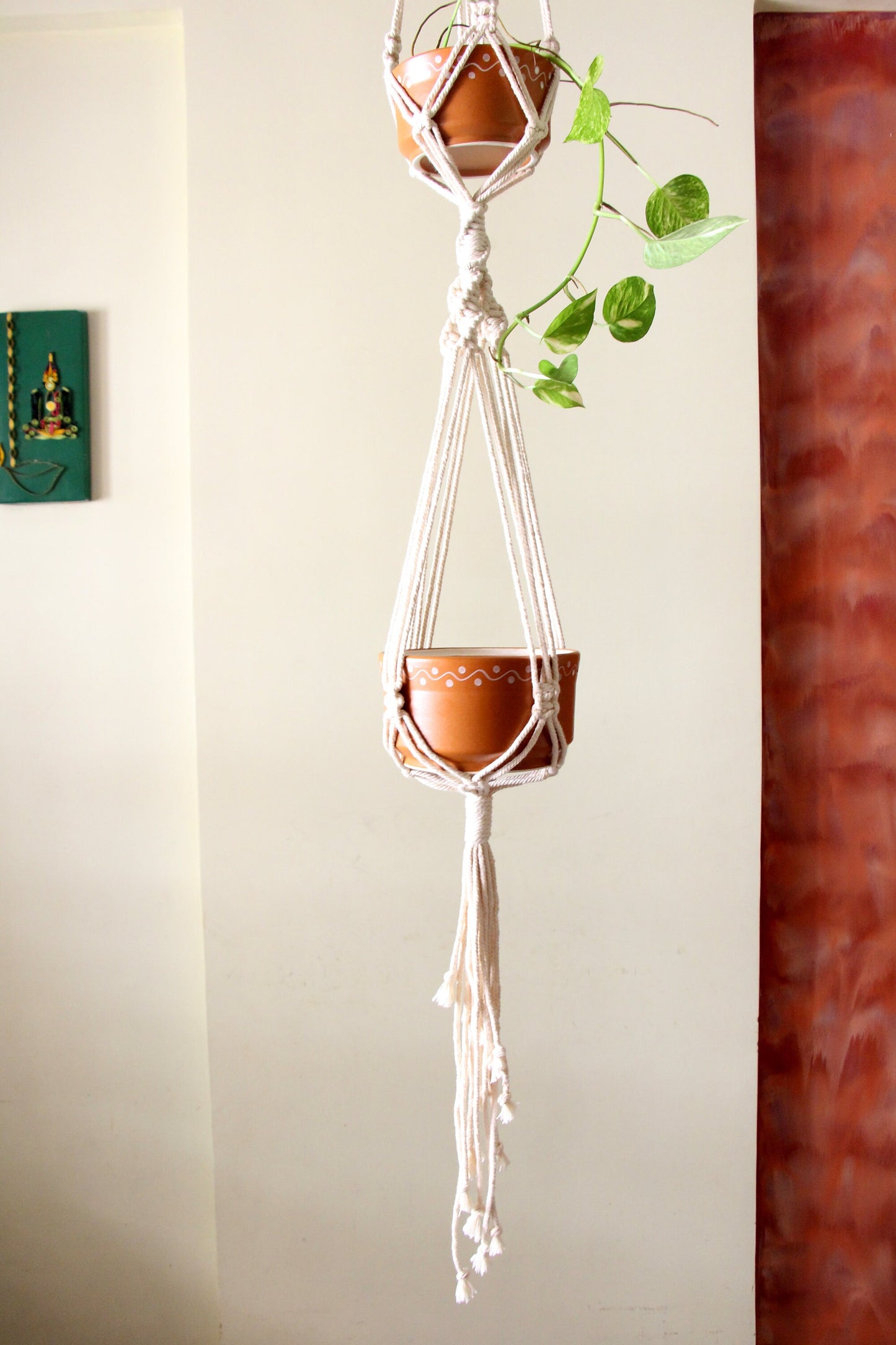 Boho Macrame Plant Hanger | Double Planter