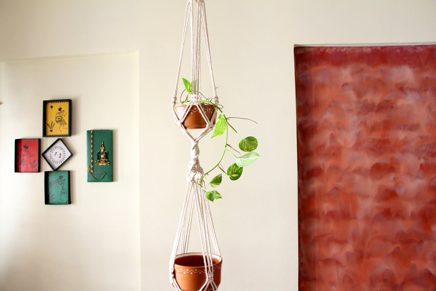 Boho Macrame Plant Hanger | Double Planter