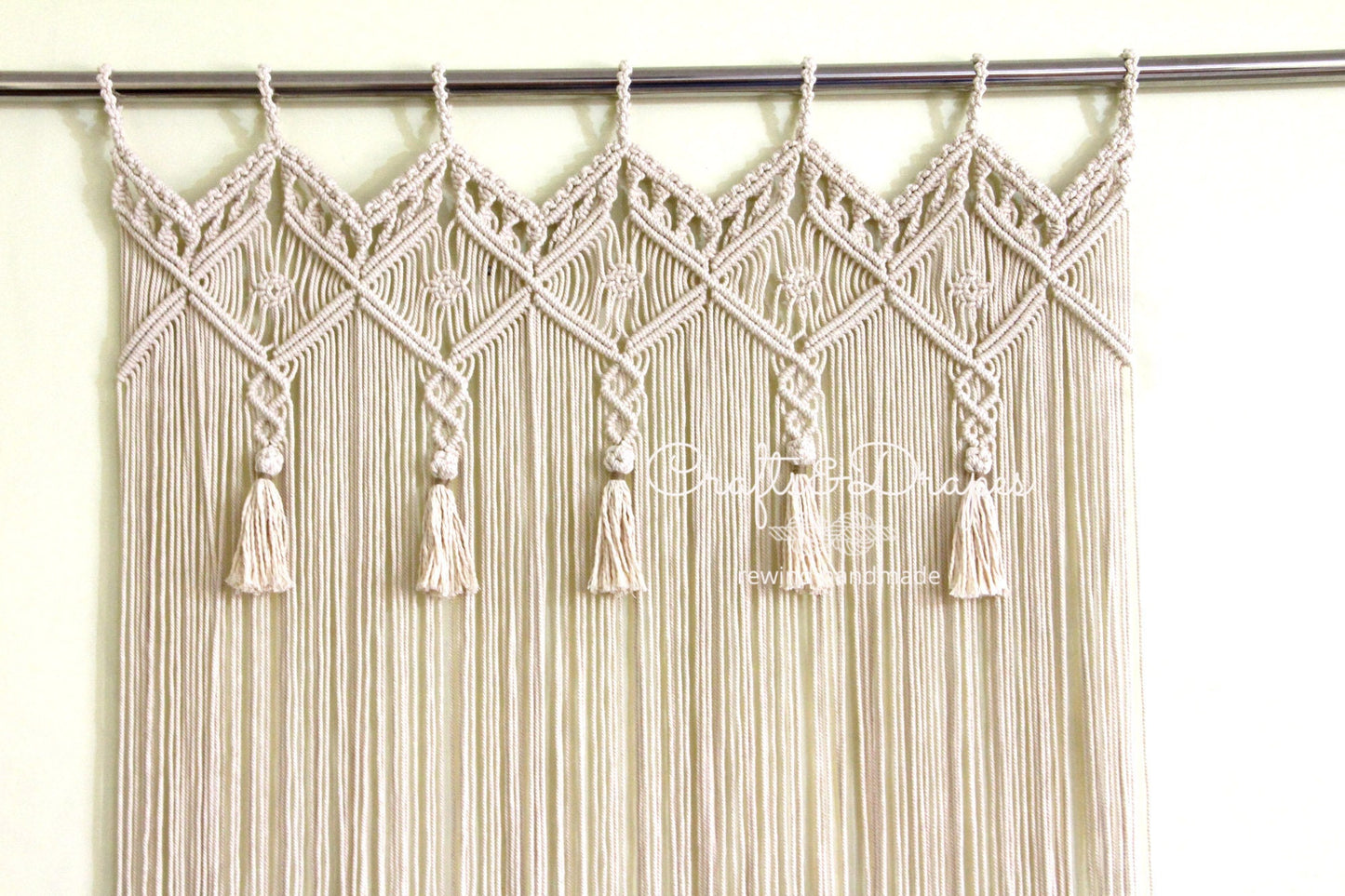 Boho Macrame Curtain with Tassel Charm