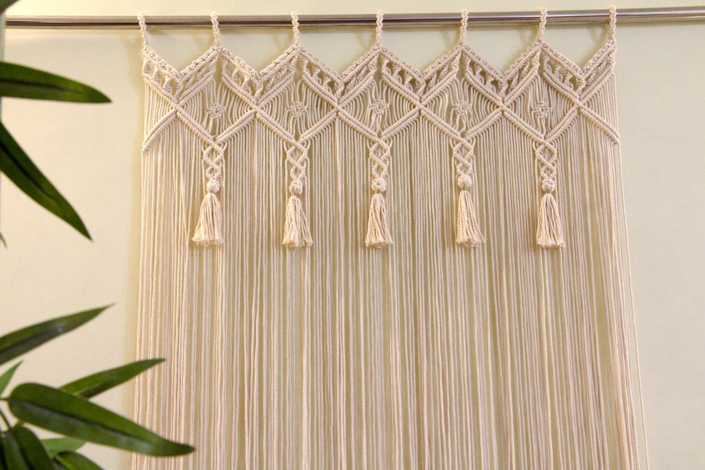 Boho Macrame Curtain with Tassel Charm