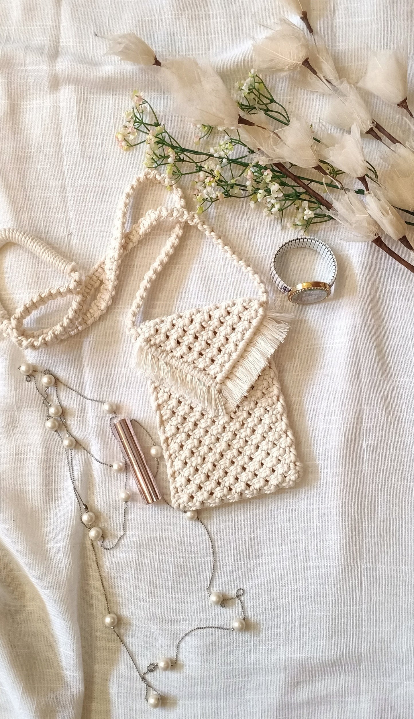 Boho Macrame Mobile Sling Bag