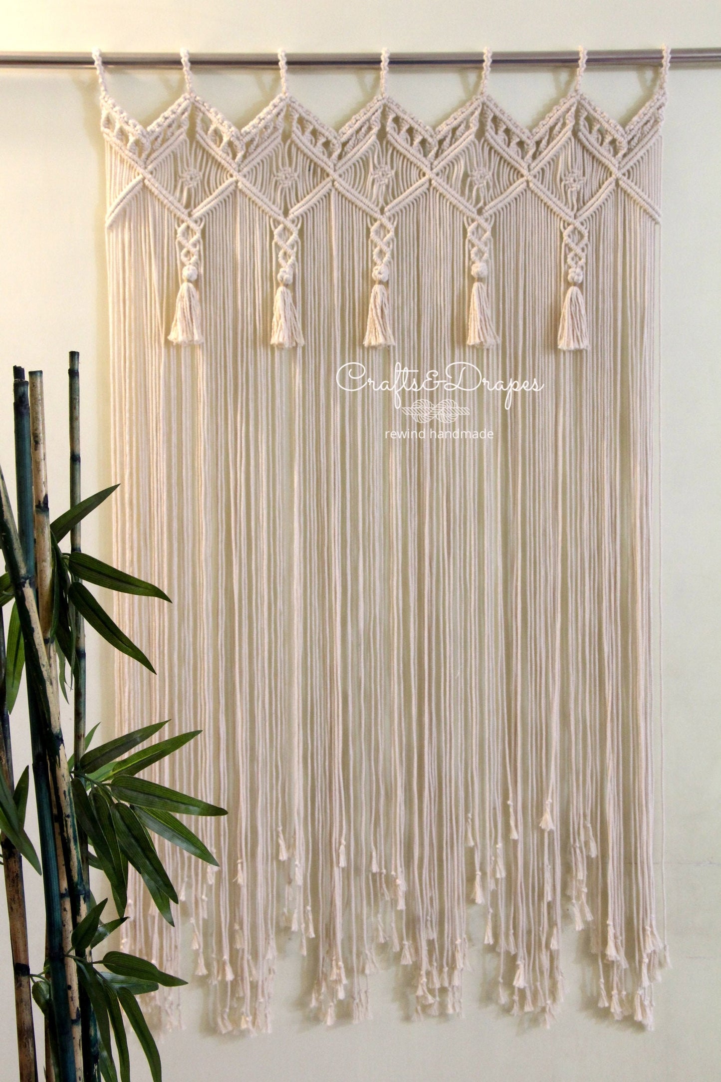 Boho Macrame Curtain with Tassel Charm