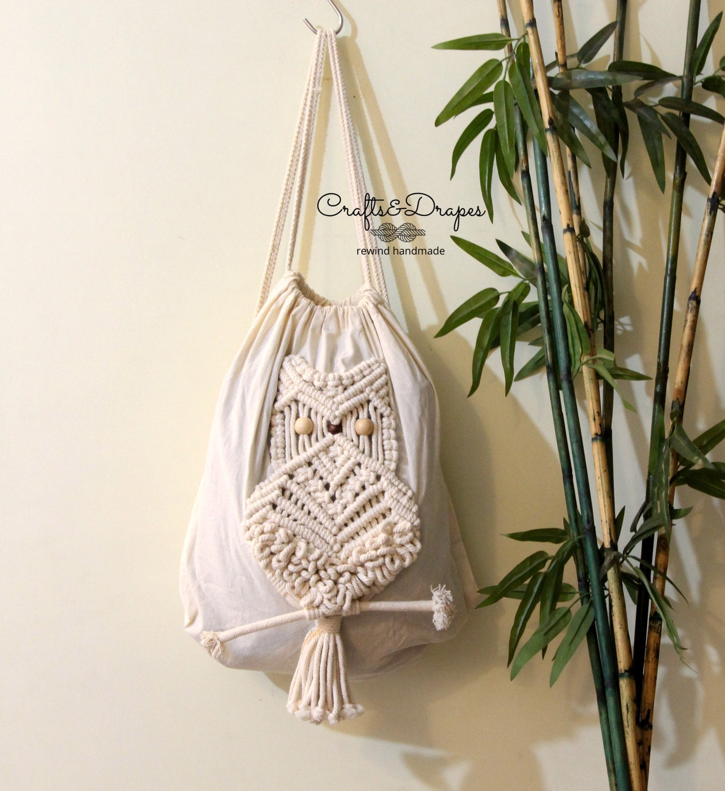 Macrame Backpack Drawstring Bag