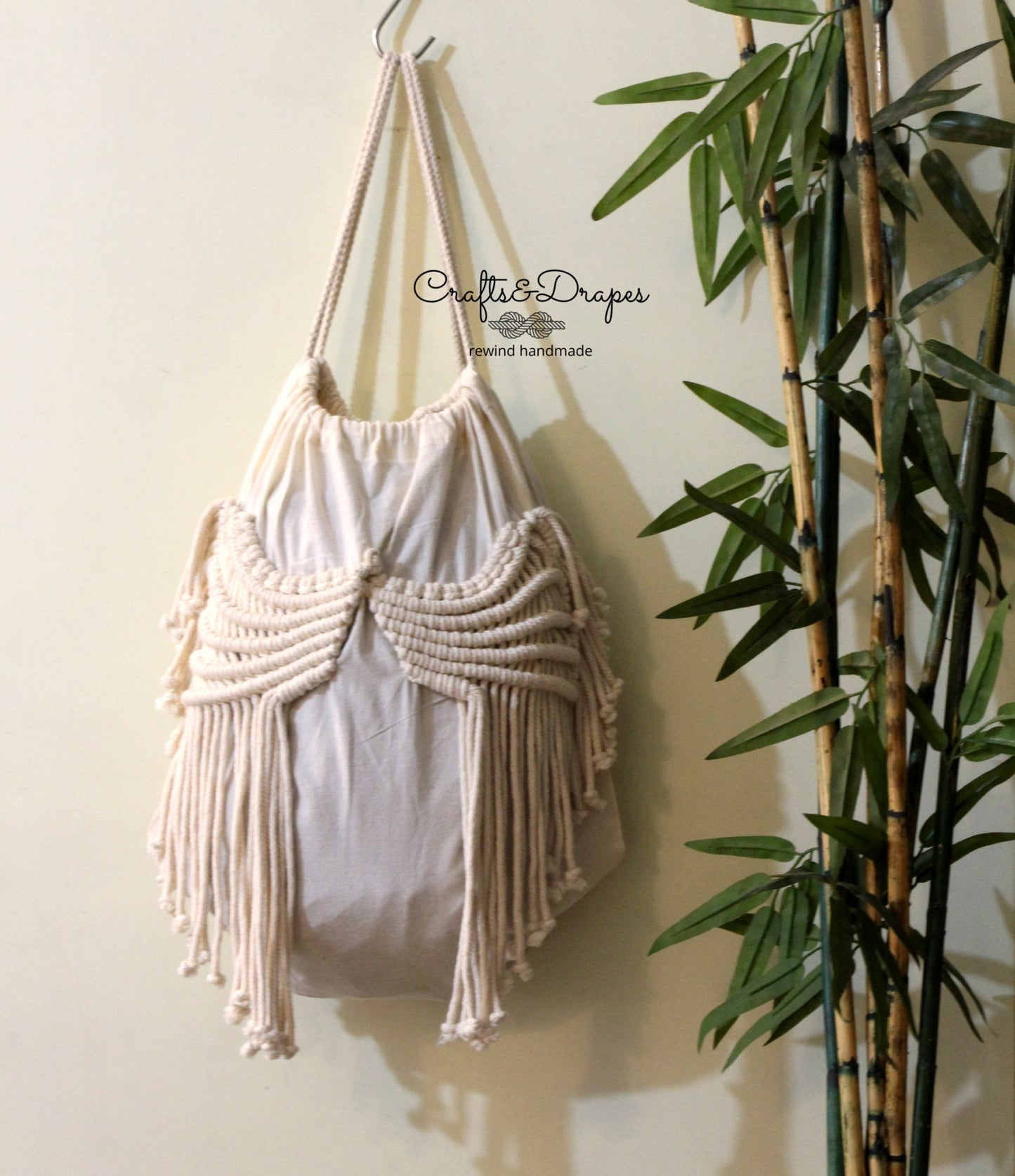 Macrame Backpack Drawstring Bag