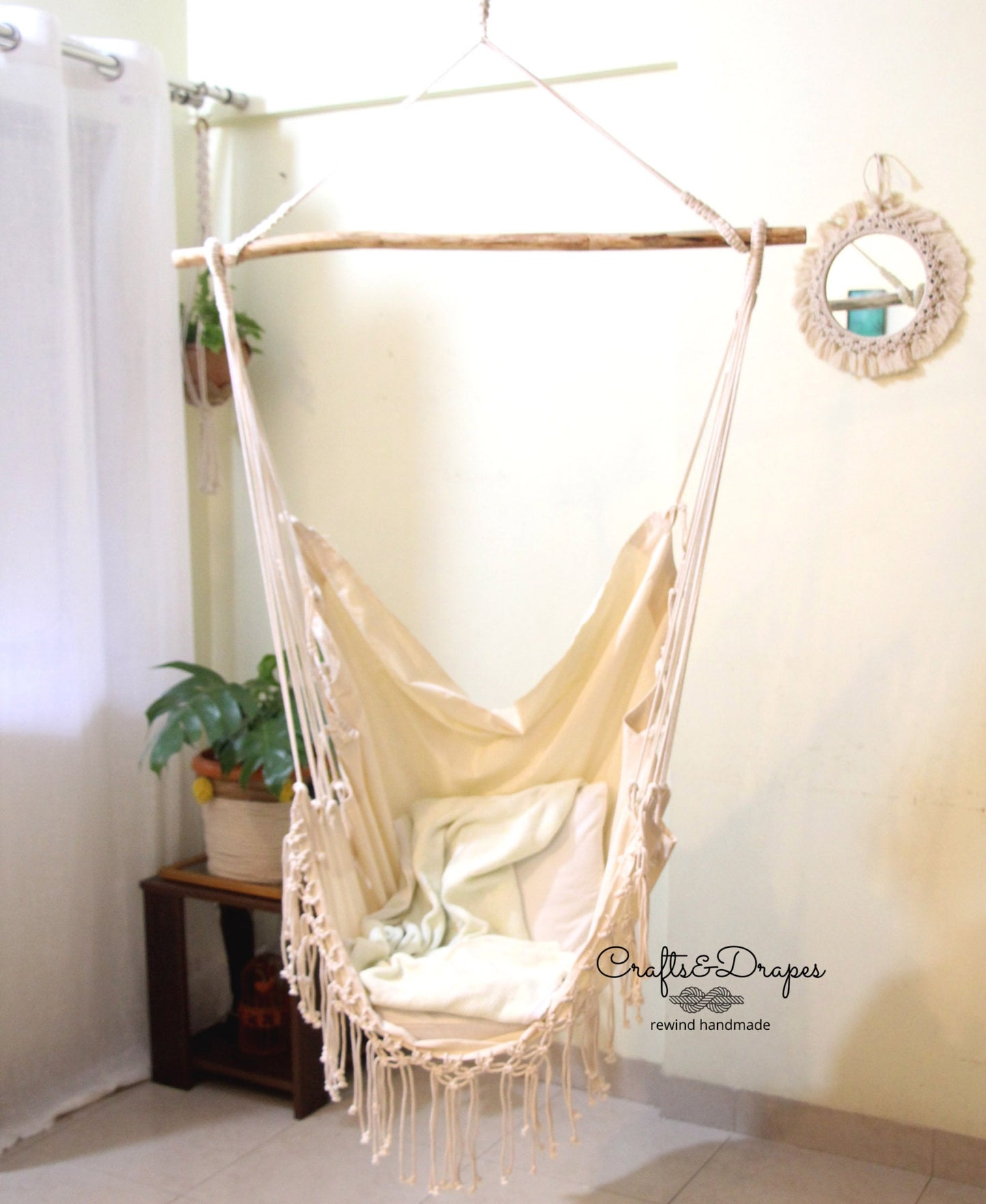 Boho Macrame Hammock Chair with Spreader Bar