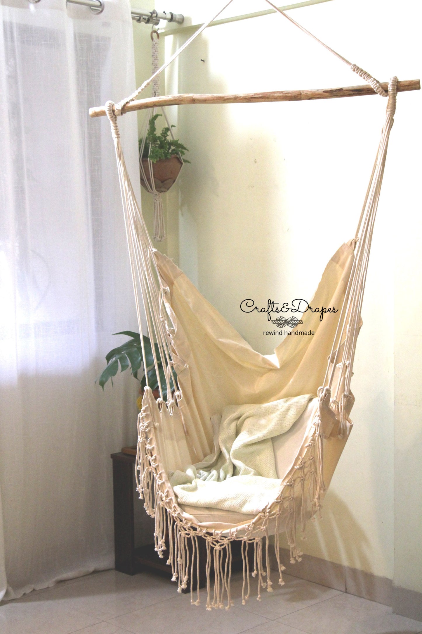 Boho Macrame Hammock Chair with Spreader Bar