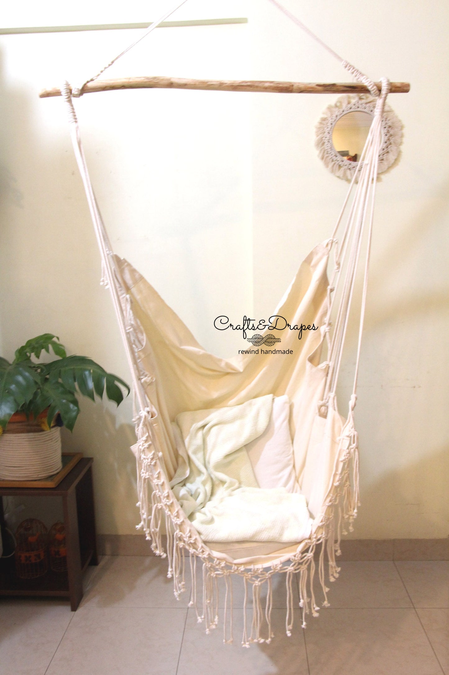 Boho Macrame Hammock Chair with Spreader Bar