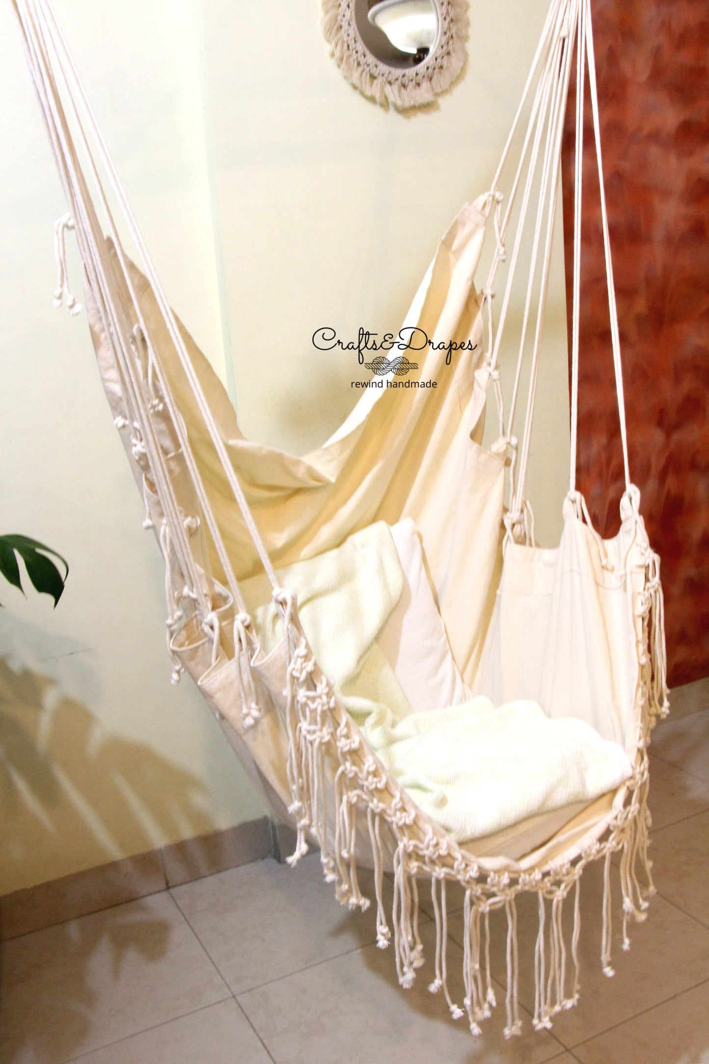 Boho Macrame Hammock Chair with Spreader Bar