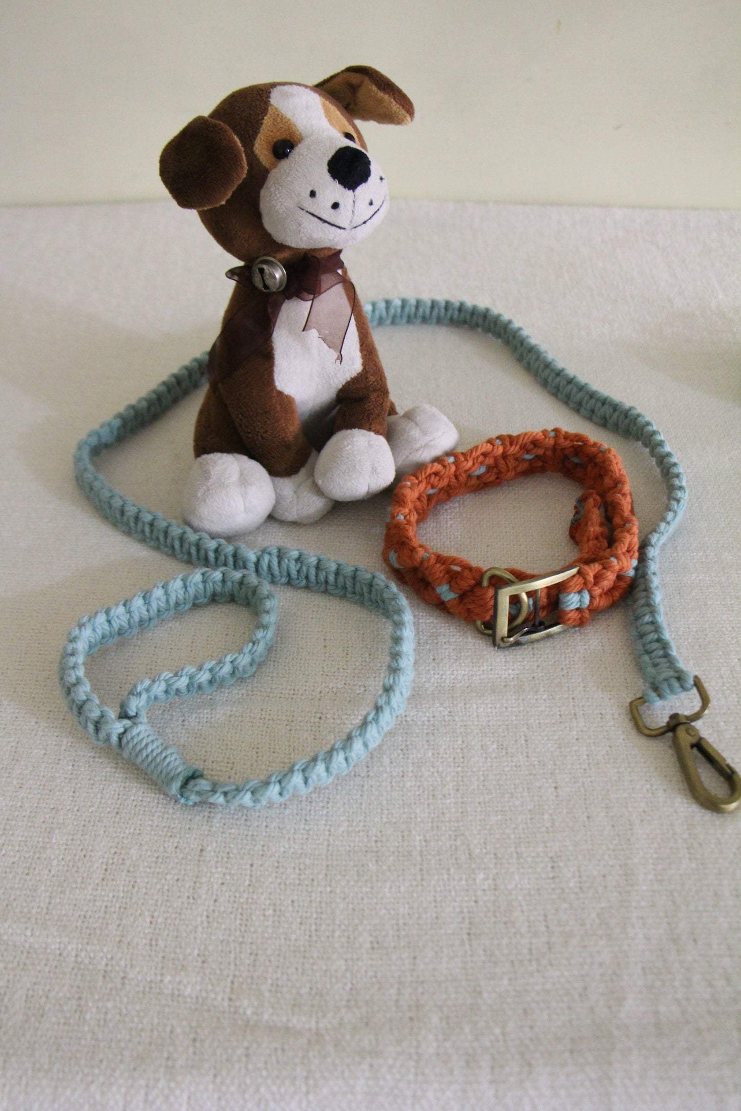 Adjustable Macrame Dog Collar and Leash Set