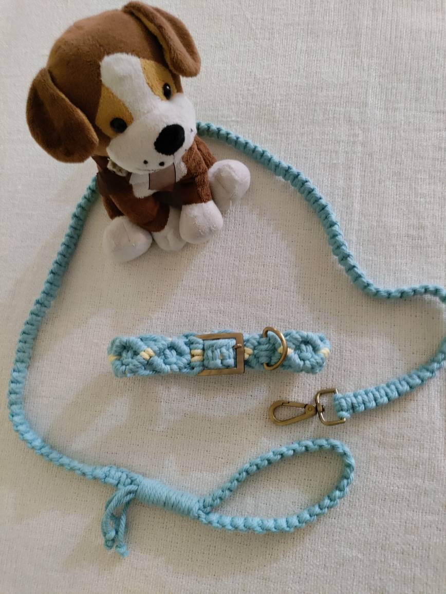 Adjustable Macrame Dog Collar and Leash Set