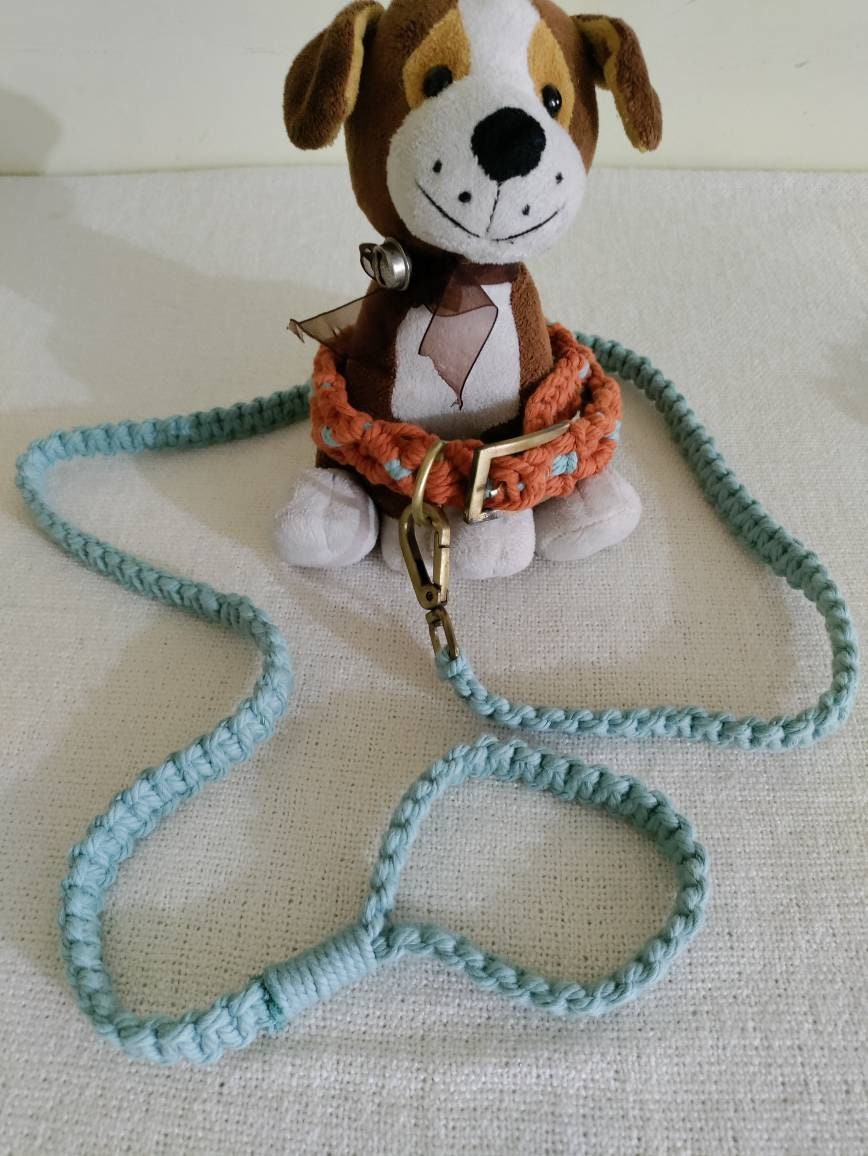 Adjustable Macrame Dog Collar and Leash Set