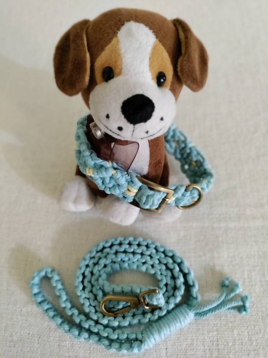 Adjustable Macrame Dog Collar and Leash Set