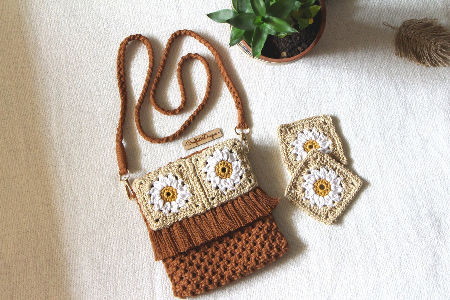 Boho Crochet Crossbody Bag | Granny Square Owl